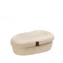 Καλάθι Με Καπάκι Βαμβακερό Σχοινί Ιβουάρ ESPIEL 25x18x9εκ. ROB155