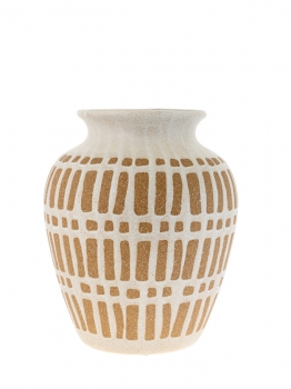 Βάζο Με Γραμμές Καφέ-Μπεζ 20x35,5εκ. Zen Collection 24.21.50178