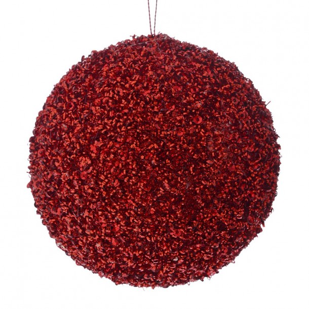 Χριστουγεννιάτικη Μπάλα Polyfoam Κόκκινη Glitter 12εκ. iliadis 83516