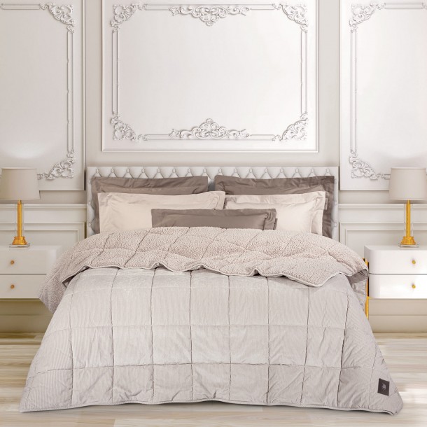 Κουβερτοπάπλωμα Κοτλέ Sherpa Υπέρδιπλο 220x240εκ. Essential 3481 Taupe Greenwich Polo Club