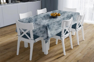 Σετ 2τμχ Τραπεζομάντηλο & Runner Polycotton Αλέκιαστο 140x140εκ.-40x140εκ. Skid Marks 471 Blue DimCol