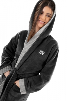 Μπουρνούζι Με Κουκούλα Ενηλίκων Polycotton Medium Monogram Black Guy Laroche