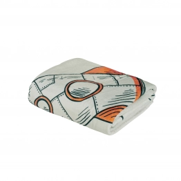 Κουβέρτα Fleece Λίκνου 80x110εκ. Baby Fun 4912 Μπλε-Γκρι-Πορτοκαλί Das Baby