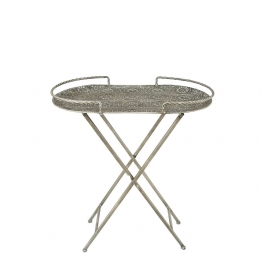 Τραπέζι-Δίσκος Μεταλλικός Λευκός-Ασημί Art Et Lumiere 63x35,5x68εκ. 00449