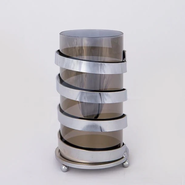 Κηροπήγιο Μεταλλικό-Γυάλινο Γκρι-Ασημί 11x21,5εκ. ESTHETI 752-24048