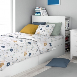 Σετ Σεντόνια 3τμχ Βαμβακερά Μονά 160x240εκ. Rainbow 574 White-Blue Dimcol