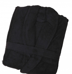 Μπουρνούζι Ενηλίκων Με Γιακά Βαμβακερό Medium Daily Black Sb home