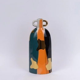 Βάζο Κεραμικό Terracotta-Χρυσό-Σκούρο Πράσινο 15,5x9,5x36,5εκ. ESTHETI 752-20424