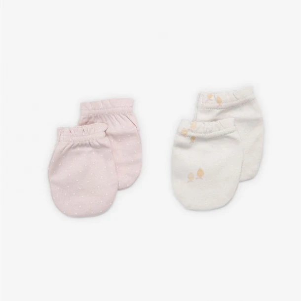 Σετ 2 Ζεύγη Γαντάκια Βαμβακερά Νεογέννητου Pink/Lemon Minene 22130005060OS