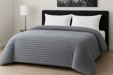 Κουβερτοπάπλωμα Flannel Comfort King 260x240εκ. Rib Light Grey Le Blanc 7005226-8