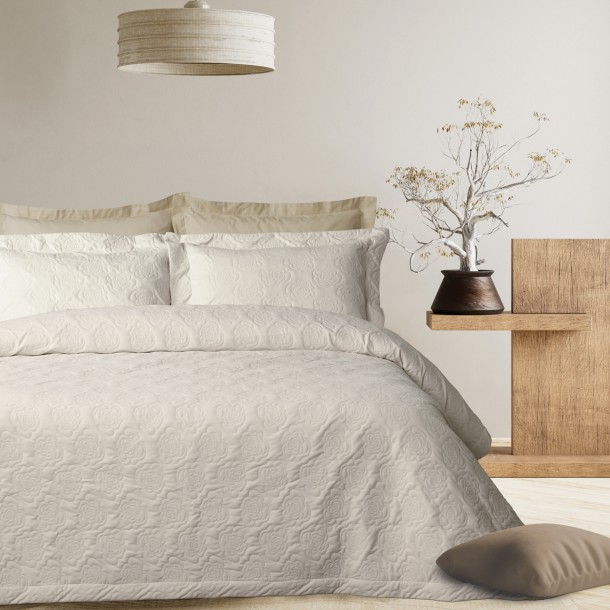 Κουβερλί Microfiber King 240x250εκ. Happy 0288 White Das Home