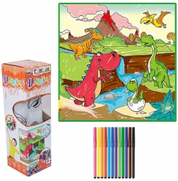 Ζωγραφική Δεινοσαυράκια 50x50εκ.&12 Χρώματα Toy Markt 71-3184