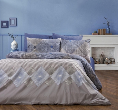 Σετ Σεντόνια 4τμχ Polycotton Υπέρδιπλα 220x240εκ. Καλλιρόη 604 Grey-Blue DimCol