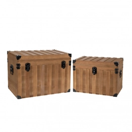 Μπαούλο Σετ 2τμχ Ξύλινο Καφέ iliadis 42x30x31εκ.-34,5x25x25,5εκ. 85323