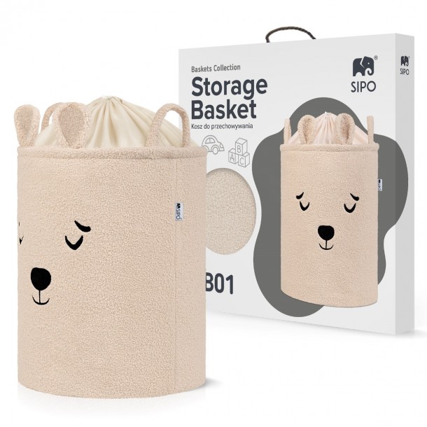 Καλάθι Πολυχρηστικό 35x45εκ/43lt Μπουκλέ Αρκουδάκι Μπεζ Sipo Premium SIP-BB01