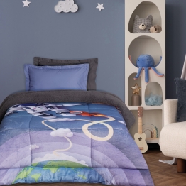 Κουβερτοπάπλωμα Fleece-Sherpa Μονό 160x220εκ. Kid 4975 Blue-Grey Das Kids
