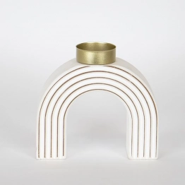 Κηροπήγιο Ξύλινο Λευκό 16x5,5x14,5εκ. ESTHETI 752-23015