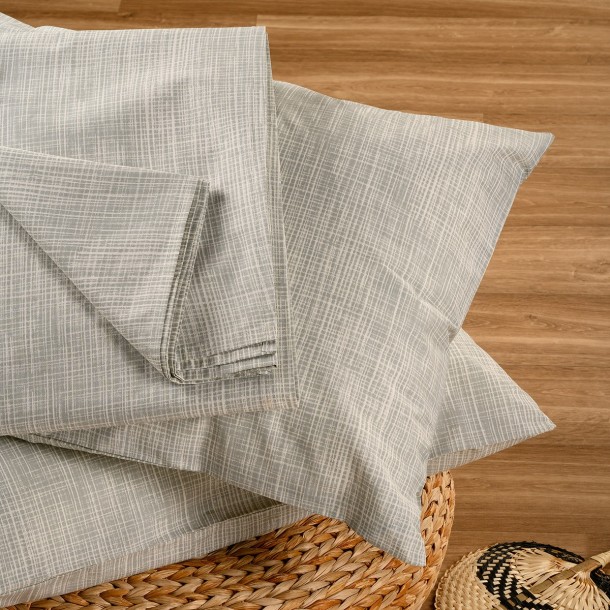 Σετ Σεντόνι Με 2 Μαξιλαροθήκες Polycotton Υπέρδιπλο Με Λάστιχο 160x200+32εκ. Mateo Grey Casual Line Mini Melinen 20004845