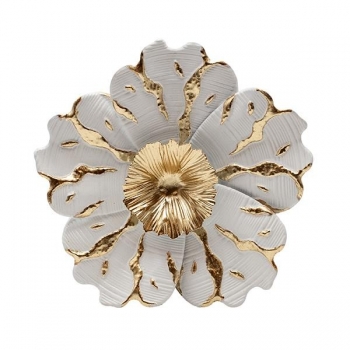 Διακοσμητικό Τοίχου Μεταλλικό Λουλούδι Χρυσό-Λευκό 28x5x29εκ. ESTHETI 812-30013