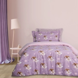 Σετ Σεντόνια Βαμβακερά Μονά 170x260εκ. Kid Line 4972 Pink-Purple Das Kids