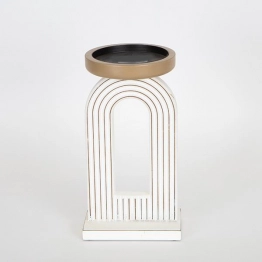 Κηροπήγιο Ξύλινο-Μεταλλικό Λευκό 14x12,5x26εκ. ESTHETI 752-23012