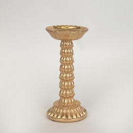 Κηροπήγιο Νούφαρο Polyresin Χρυσό 10,5x10,7x22,8εκ. ESTHETI 752-26035