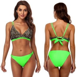 Μαγιό Μπικίνι Τριγωνάκι Εμπριμέ Πράσινο Nylon-Spandex 42-3051