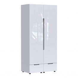 Ντουλάπα δίφυλλη Afina pakoworld mdf σε λευκή glossy απόχρωση 100x57x213εκ
