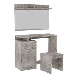 Τουαλέτα κρεβατοκάμαρας OLYMPUS pakoworld με καθρέπτη και σκαμπό antique ανθρακί