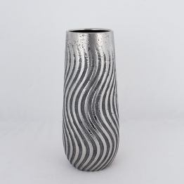 Βάζο Κεραμικό Ασημί-Καφέ 14,5x14,5x35εκ. ESTHETI 752-20386