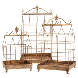 Διακοσμητικό Κλουβί Σετ 3τμχ Μεταλλικό Χρυσό 37x37x68εκ./32,5x32,5x57εκ./27x27x46εκ. iliadis 89327