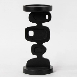 Κηροπήγιο Μεταλλικό-Ξύλινο Μαύρο 12x26εκ. ESTHETI 819-00163