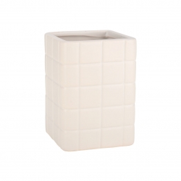 Ποτηροθήκη Κεραμική Λευκή 7,5x7,5x11εκ. Tiles Estia 02-27735