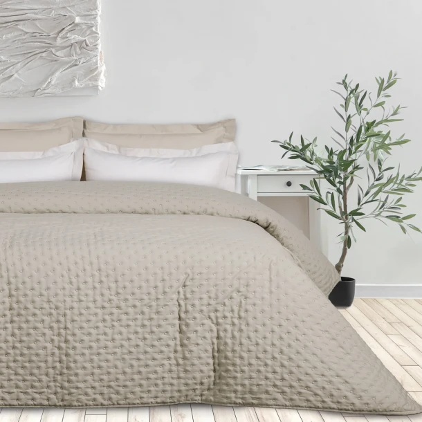 Κουβερλί Microfiber Υπέρδιπλο 220x240εκ. Happy 9652 Light Taupe Das Home