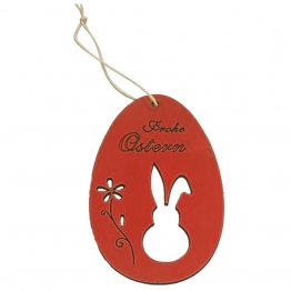 Πασχαλινο Στολίδι Κρεμαστό Αυγό Ξύλινο Κόκκινο 6x10εκ. Bunny's 73-1966