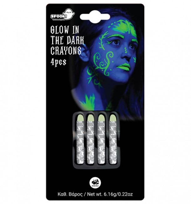 Σετ 4 Μολύβια Βαφής Προσώπου Που Λάμπουν Στο Σκοτάδι Carnavalista 5-163