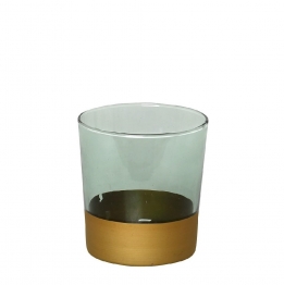 Ποτήρι Ουίσκυ Γυάλινο Πράσινο-Χρυσό 380ml-8,6x9εκ. Amelie ESPIEL RAB127K6