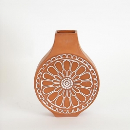 Βάζο Κεραμικό Terracotta-Λευκό 16,1x7x23,8εκ. ESTHETI 752-20228