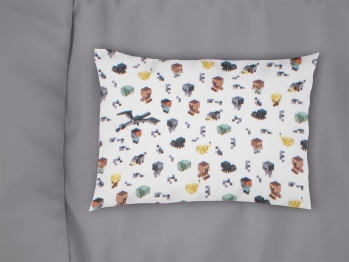Μαξιλαροθήκη Bebe Φάκελος Βαμβακερή 35x45εκ. Minecraft 566 White-Grey DimCol