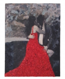 Πίνακας Καμβάς Χειροποίητος Decoupage Με Decofoam Γυναικεία Φιγούρα Κόκκινο Φόρεμα 39x1,5x51εκ. 19958-20