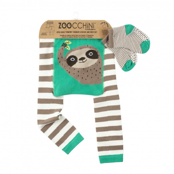 Σετ Παντελόνι & Κάλτσες Grip Easy Crawler Silas the Sloth - 12-18 Μηνών Zoocchini ZOO12510 (12-18M)