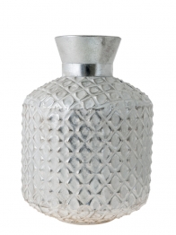 Βάζο Μεταλλικό Ασημί-Λευκό 27,5x37,5εκ. Zen Collection 24.27.49920