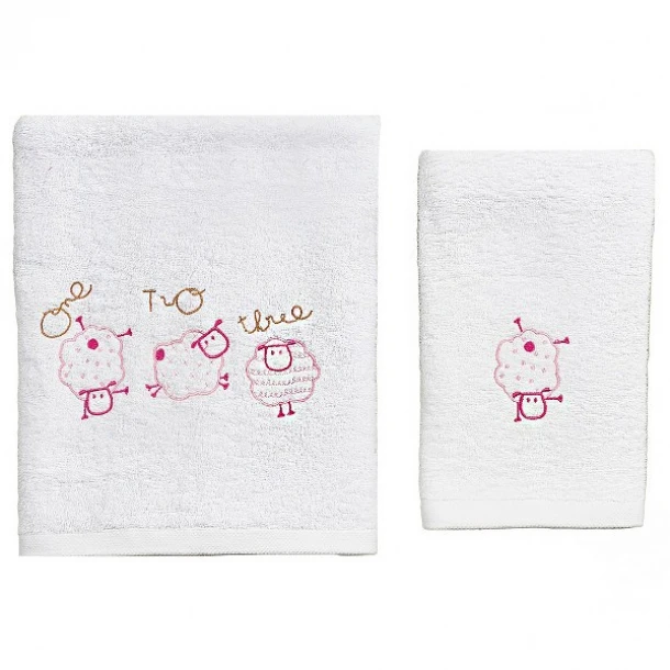 Σετ Πετσέτες 2τμχ Μπεμπέ Βαμβακερές Sheep Ροζ 57591