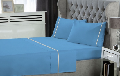 Σετ Σεντόνια Polycotton Υπέρδιπλα Με Λάστιχο 160x200+35εκ. Blue Le Blanc 7005950-15F