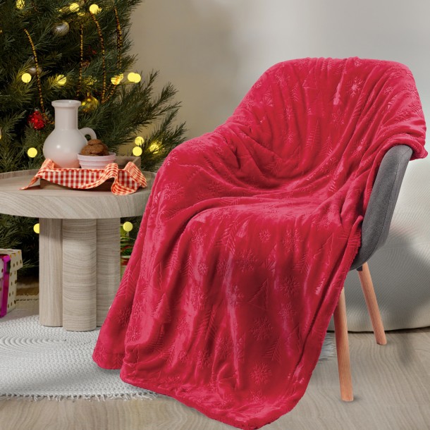 Χριστουγεννιάτικη Κουβέρτα Καναπέ Fleece 130x170εκ. Blankets 1375 Red Das Home