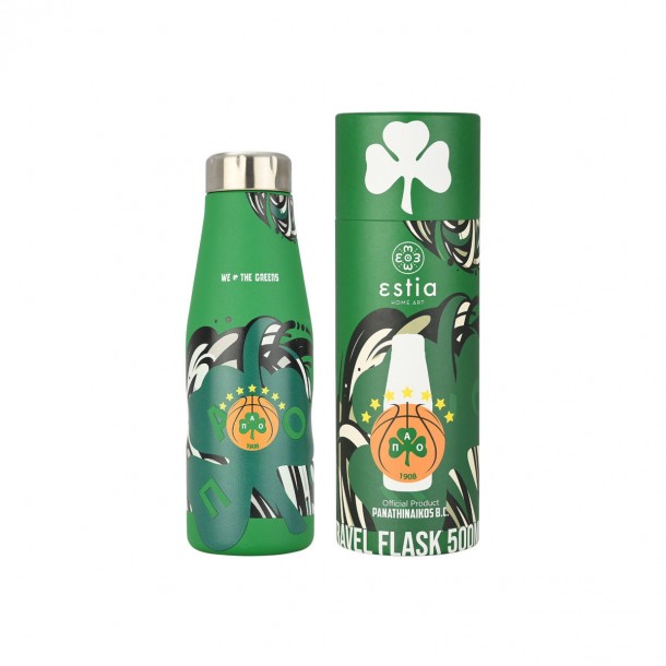 Θερμός-Μπουκάλι Ανοξείδωτο Travel Flask Panathinaikos BC Edition 500ml-7x7x22,3εκ. Estia 00-27186