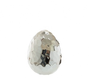 Πασχαλινό Διακοσμητικό Αυγό Κεραμικό Ασημί 8,5x8,5x10,2εκ. Zen Collection 25.7.51166