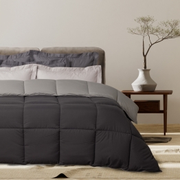 Πάπλωμα 2 Όψεων Microfiber Μονό 160x220εκ. Happy 9693 Black-Grey Das Home