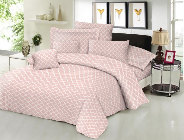 Σεντόνι Μεμονωμένο Εμπριμέ Polycotton Διπλό Με Λάστιχο 150x200+22εκ. Montana Peach Komvos Home 7002188-56F