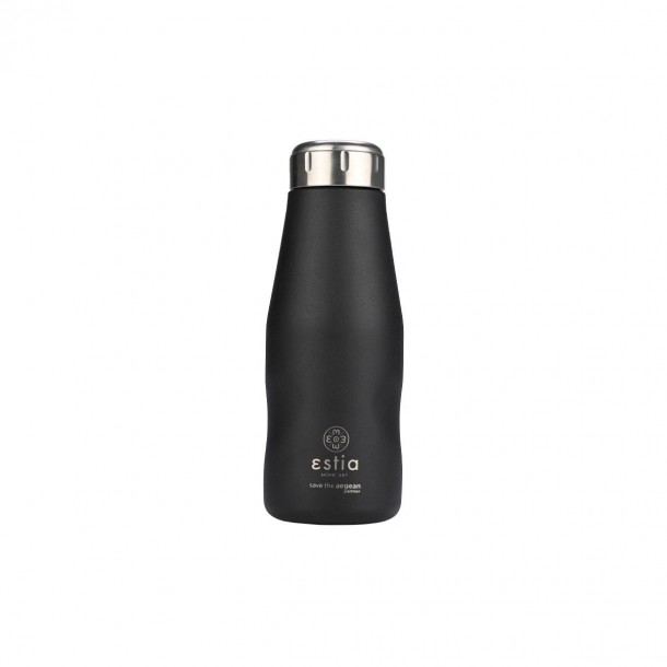 Θερμός-Μπουκάλι Ανοξείδωτο Midnight Black Flask Save The Aegean Estia 350ml-6,5x6,5x18,5εκ. 01-22297